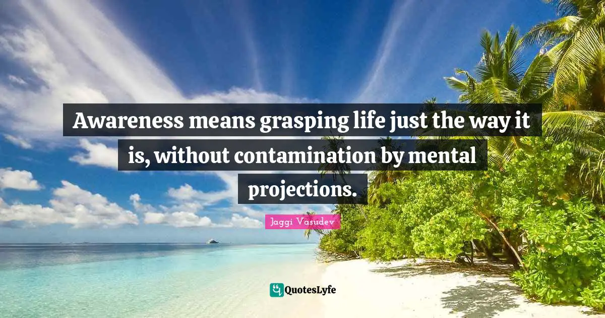 Grasping Quotes: "Awareness means grasping life just the way it is, without contamination by mental projections."