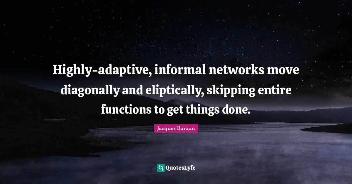 Adaptive Quotes: "Highly-adaptive, informal networks move diagonally and eliptically, skipping entire functions to get things done."