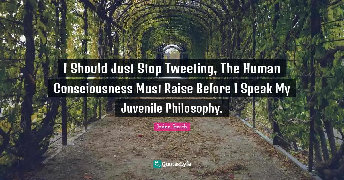 I Should Just Stop Tweeting, The Human Consciousness Must Raise Before I Speak My Juvenile Philosophy.