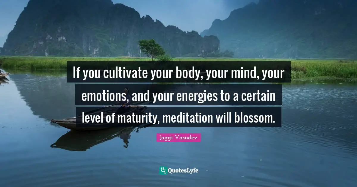 If you cultivate your body, your mind, your emotions, and your energies to a certain level of maturity, meditation will blossom.