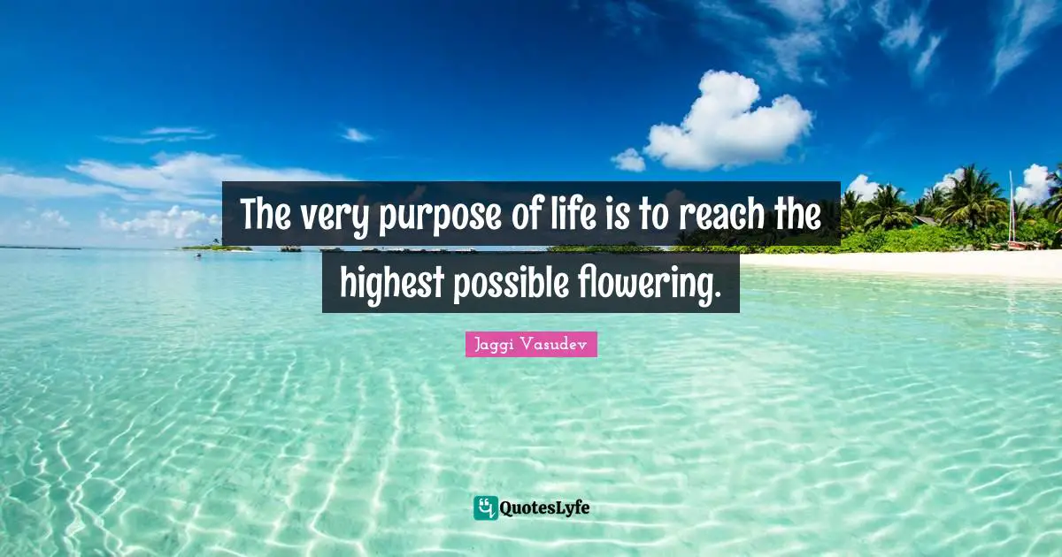 The very purpose of life is to reach the highest possible flowering.