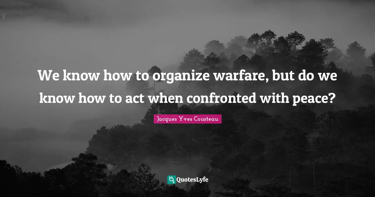 We know how to organize warfare, but do we know how to act when confronted with peace?