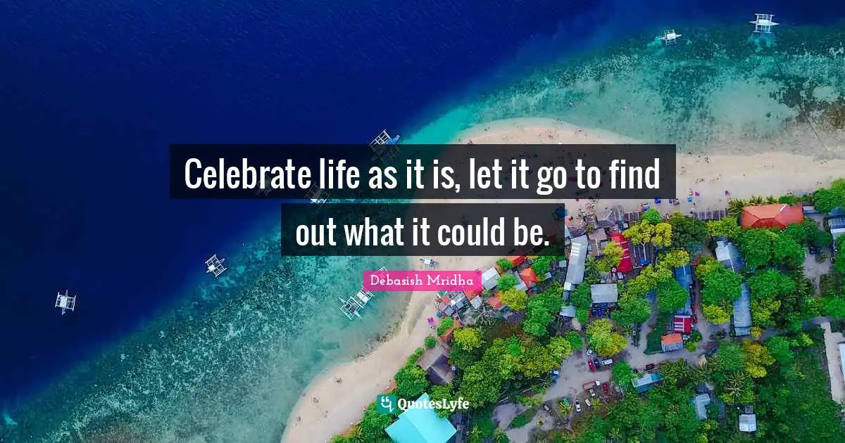 Celebrate life as it is, let it go to find out what it could be.
