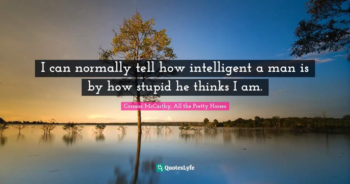 I can normally tell how intelligent a man is by how stupid he thinks I am.