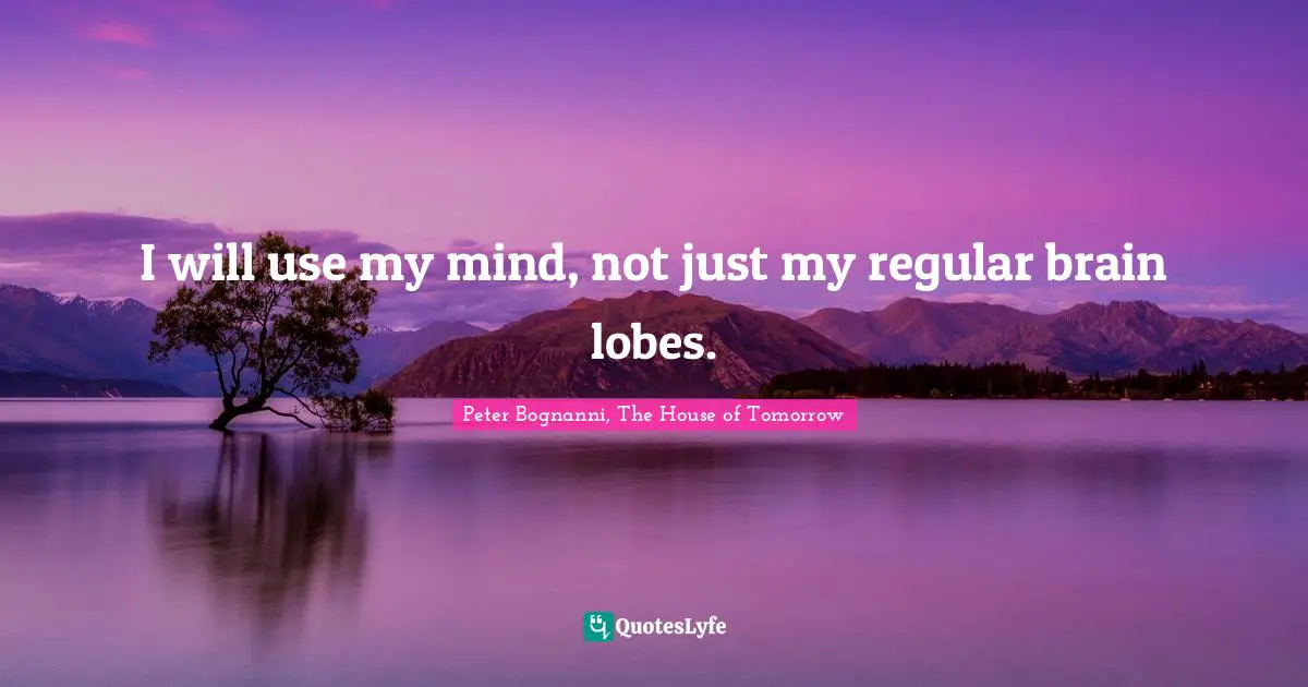 I will use my mind, not just my regular brain lobes.