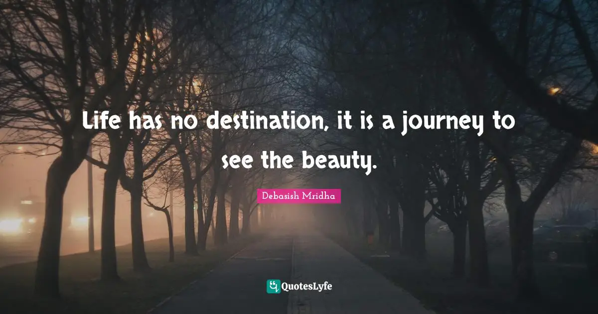 Life has no destination, it is a journey to see the beauty.