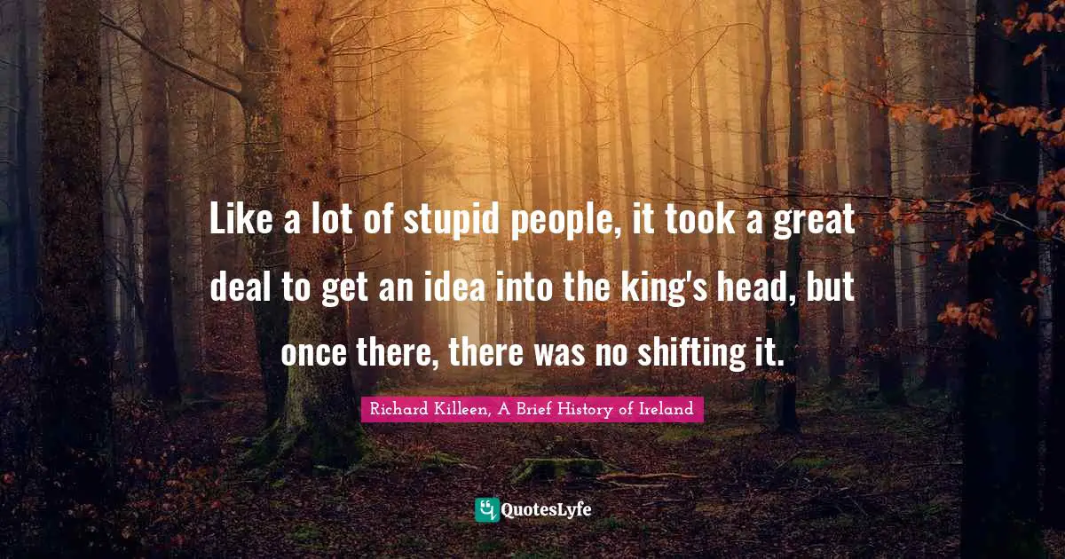 Like a lot of stupid people, it took a great deal to get an idea into the king's head, but once there, there was no shifting it.