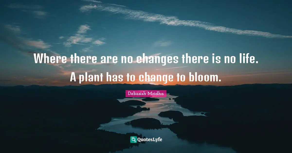Where there are no changes there is no life. A plant has to change to bloom.