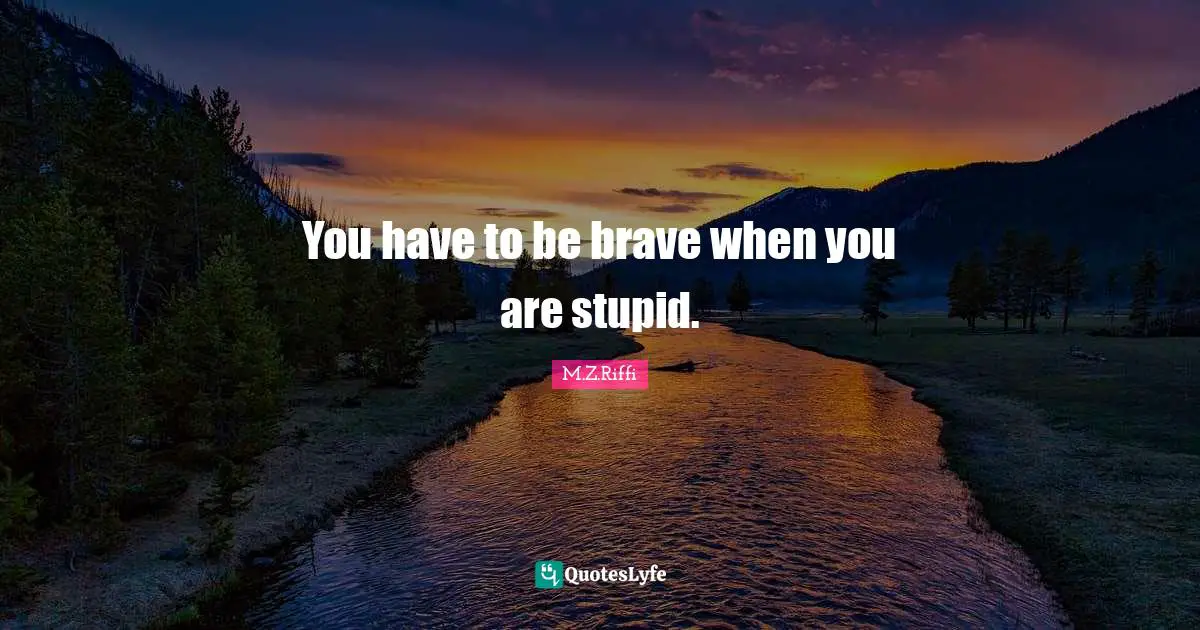 You have to be brave when you are stupid.