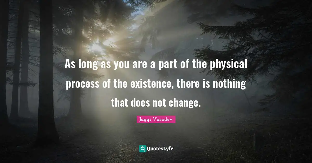 As long as you are a part of the physical process of the existence, there is nothing that does not change.