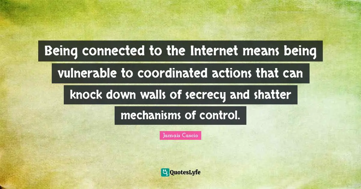 Being connected to the Internet means being vulnerable to coordinated actions that can knock down walls of secrecy and shatter mechanisms of control.