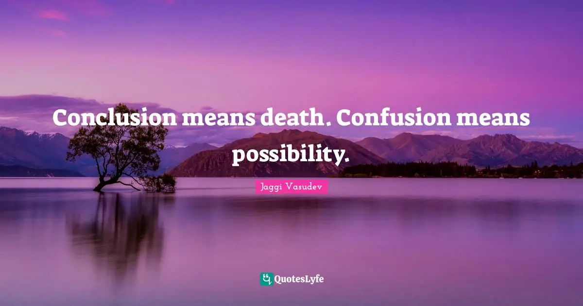 Conclusion means death. Confusion means possibility.