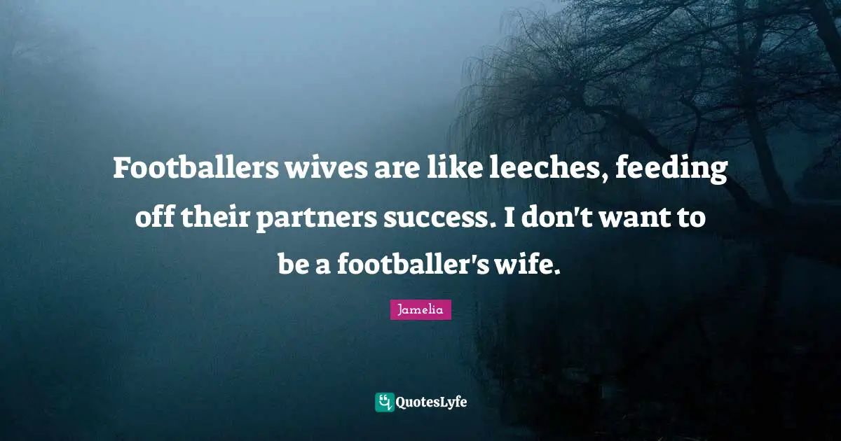 Footballers wives are like leeches, feeding off their partners success. I don't want to be a footballer's wife.