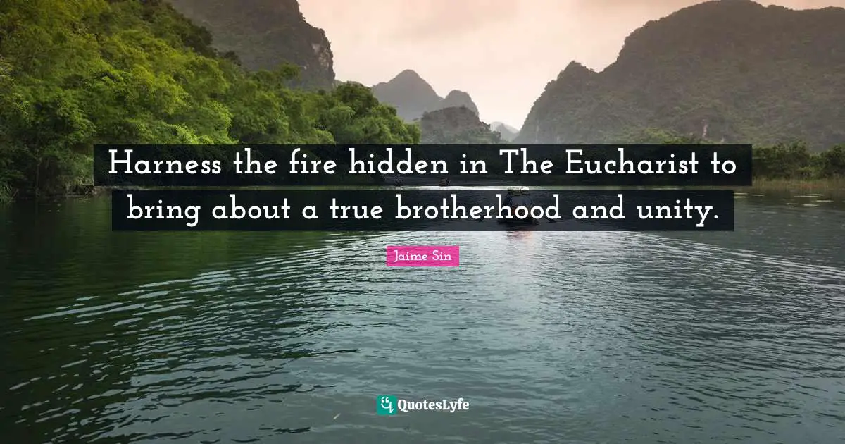 Harness the fire hidden in The Eucharist to bring about a true brotherhood and unity.