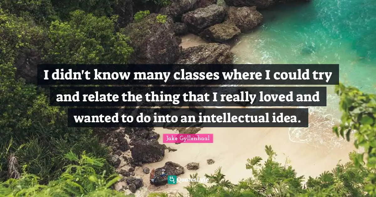 I didn't know many classes where I could try and relate the thing that I really loved and wanted to do into an intellectual idea.