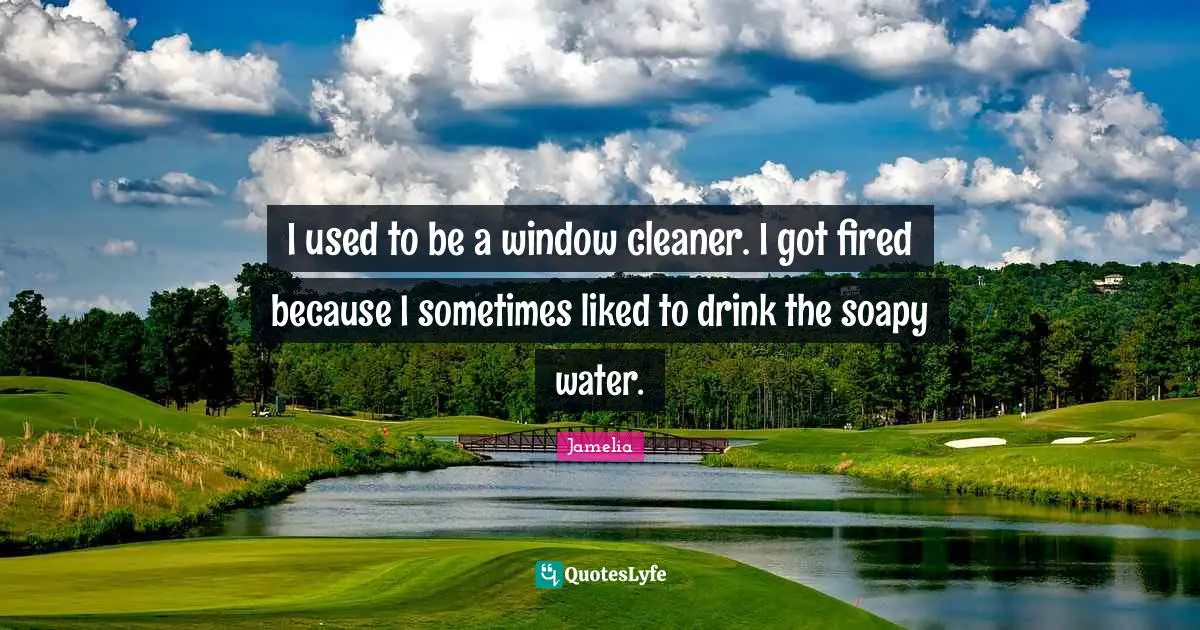I used to be a window cleaner. I got fired because I sometimes liked to drink the soapy water.