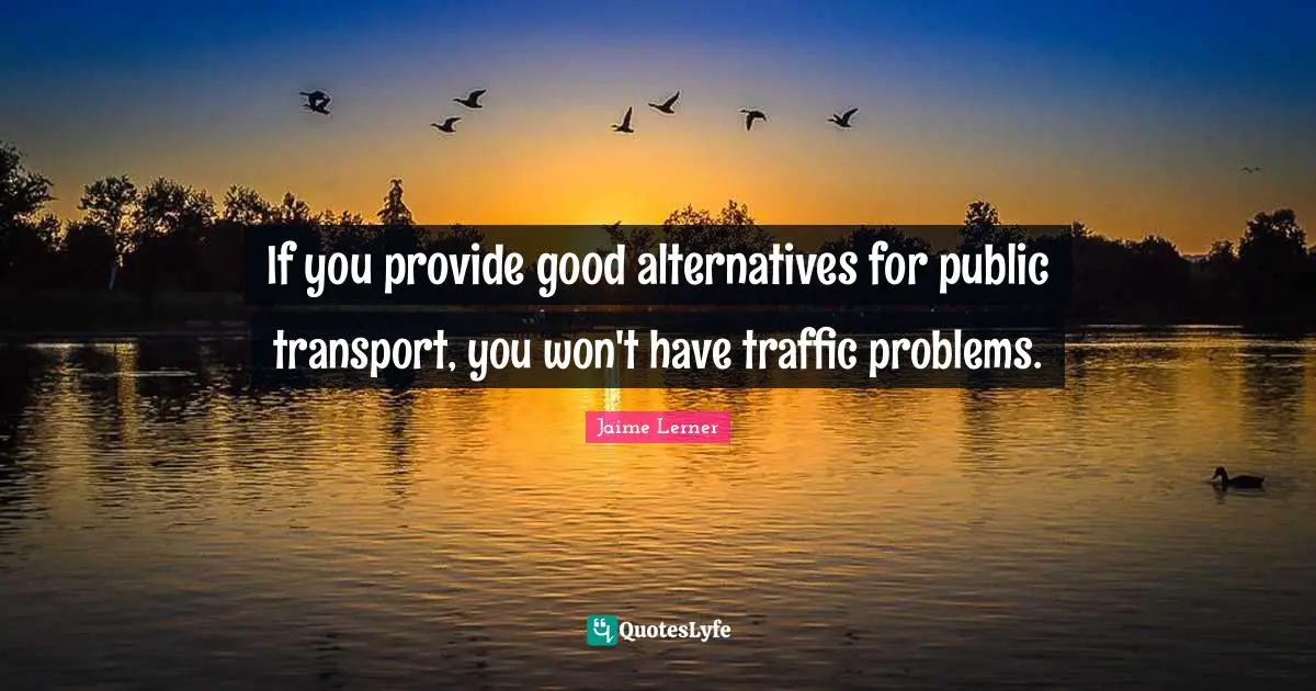 Alternatives Quotes: "If you provide good alternatives for public transport, you won't have traffic problems."
