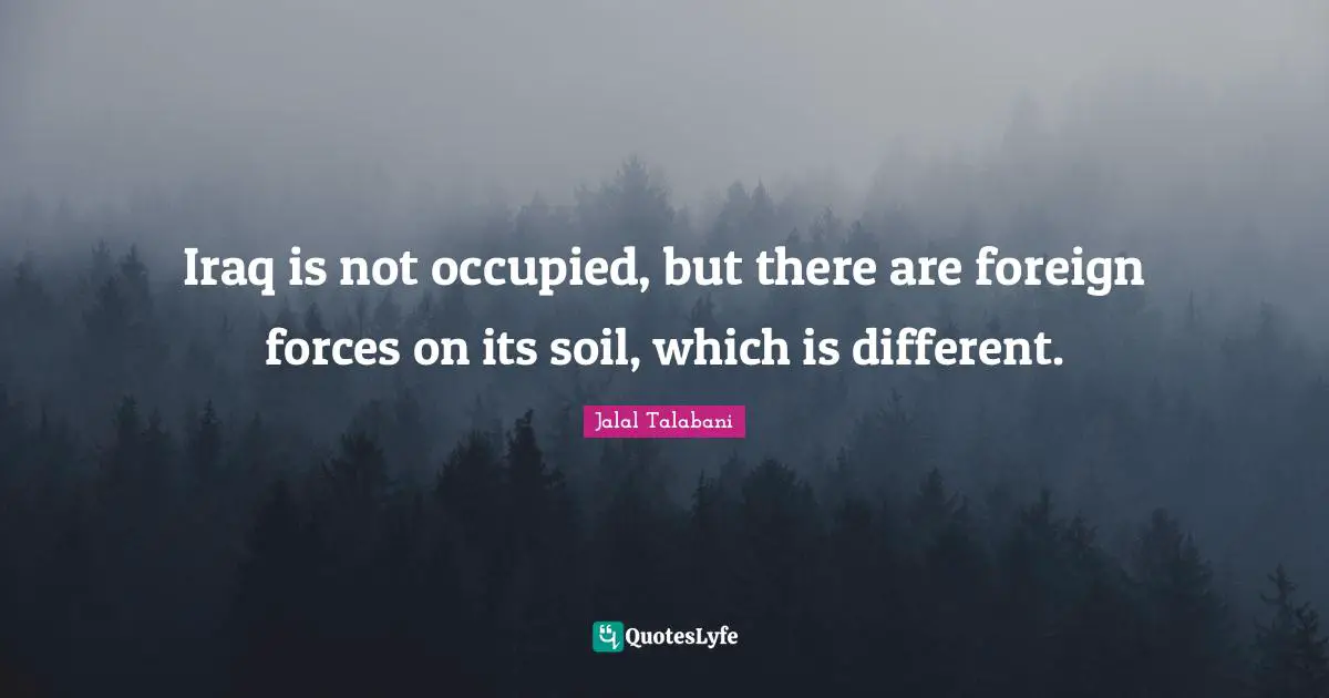 Iraq is not occupied, but there are foreign forces on its soil, which is different.