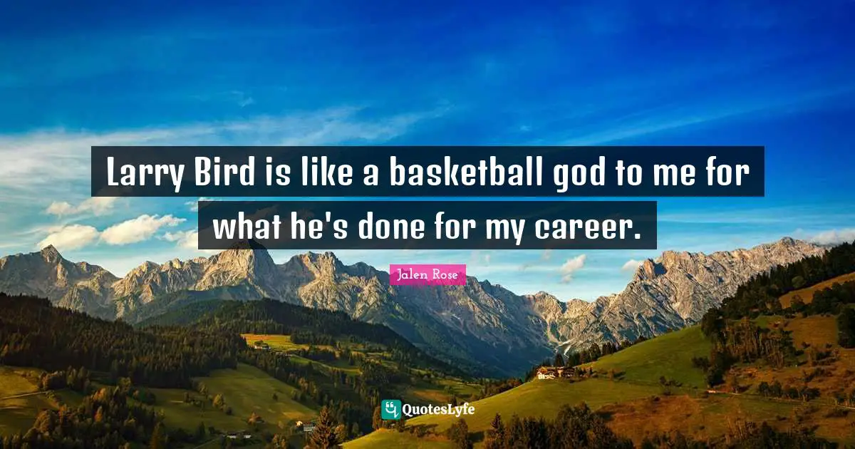 Larry Bird is like a basketball god to me for what he's done for my career.