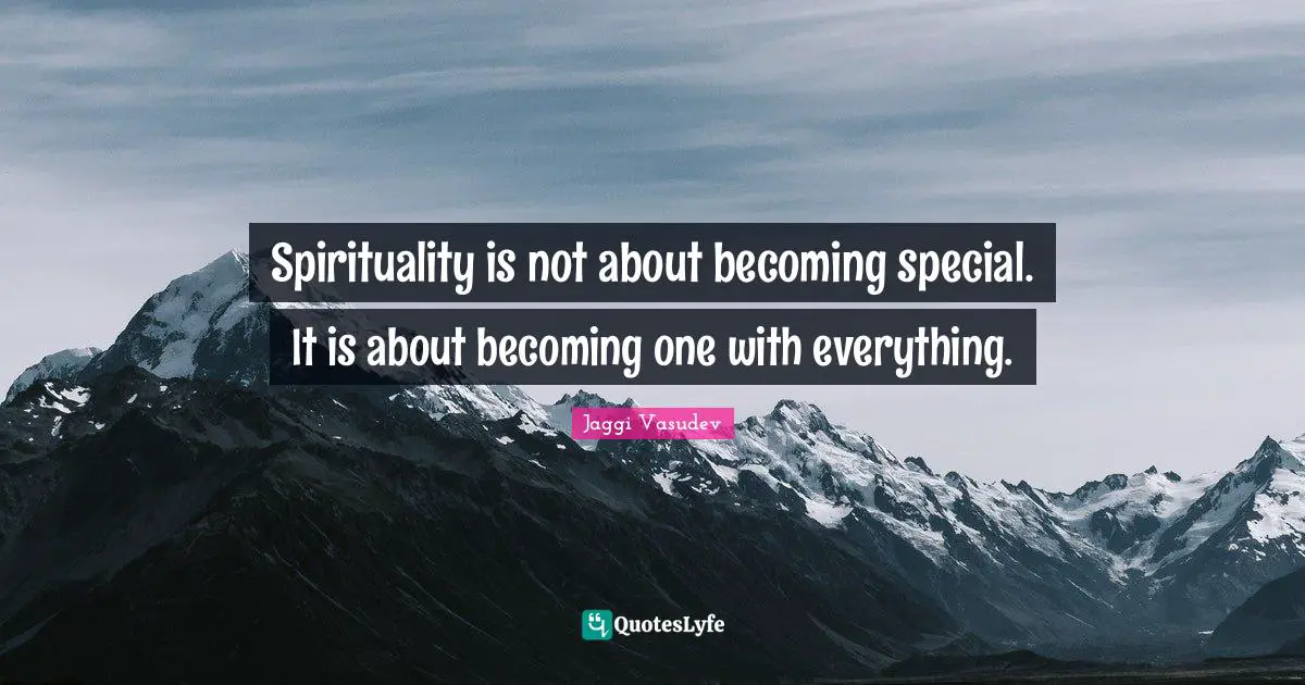 Spirituality is not about becoming special. It is about becoming one with everything.