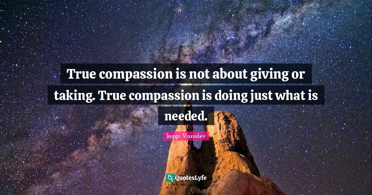True compassion is not about giving or taking. True compassion is doing just what is needed.