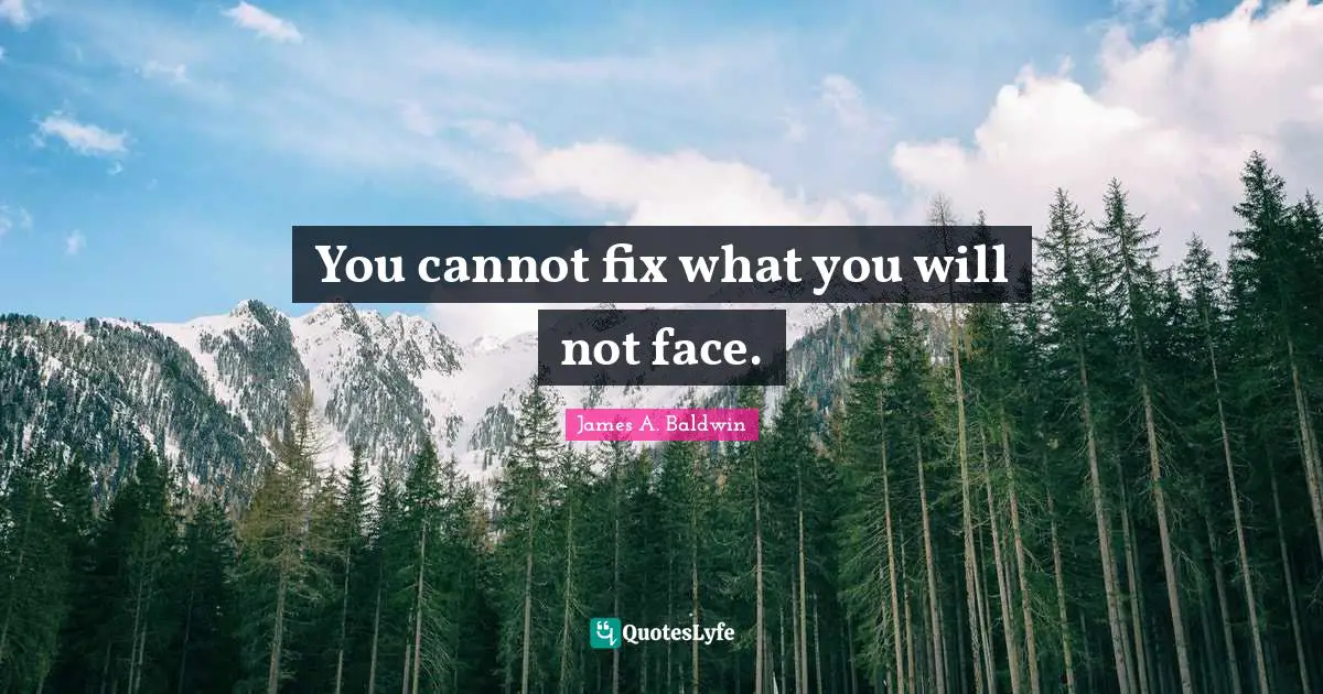 James A. Baldwin Quotes: "You cannot fix what you will not face."