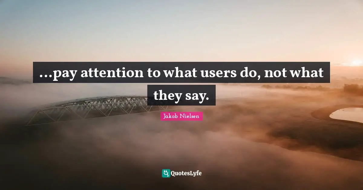 User Quotes: "...pay attention to what users do, not what they say."