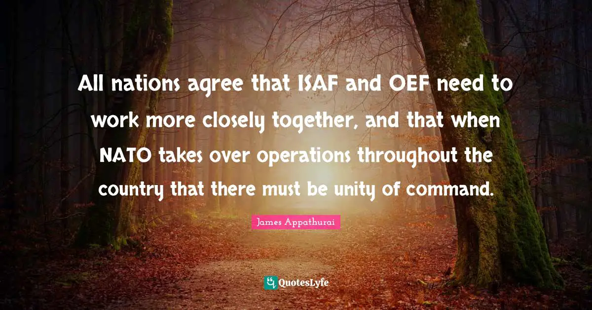 All nations agree that ISAF and OEF need to work more closely together, and that when NATO takes over operations throughout the country that there must be unity of command.