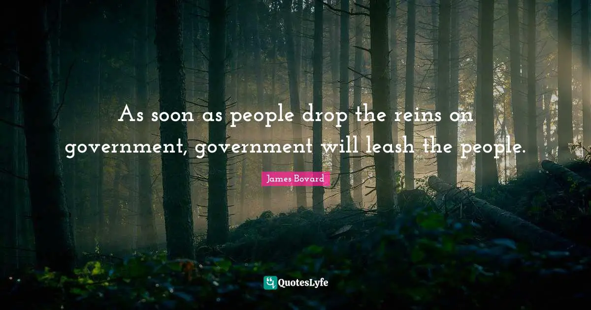 As soon as people drop the reins on government, government will leash the people.
