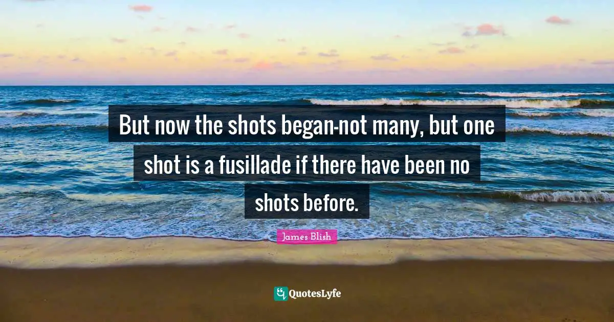 But now the shots began—not many, but one shot is a fusillade if there have been no shots before.