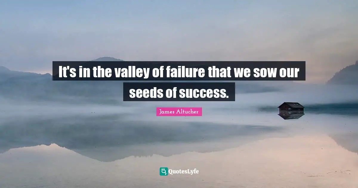 It's in the valley of failure that we sow our seeds of success.
