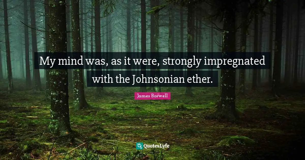 My mind was, as it were, strongly impregnated with the Johnsonian ether.