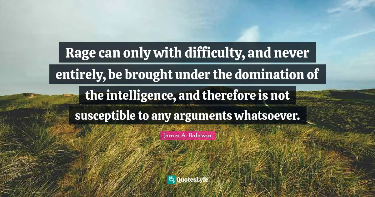 Rage can only with difficulty, and never entirely, be brought under the domination of the intelligence, and therefore is not susceptible to any arguments whatsoever.