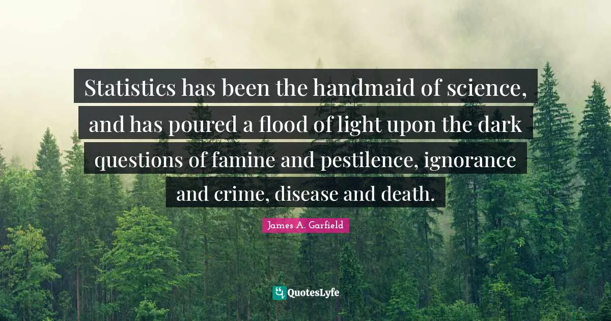 Statistics has been the handmaid of science, and has poured a flood of light upon the dark questions of famine and pestilence, ignorance and crime, disease and death.