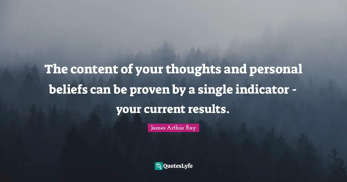 The content of your thoughts and personal beliefs can be proven by a single indicator - your current results.