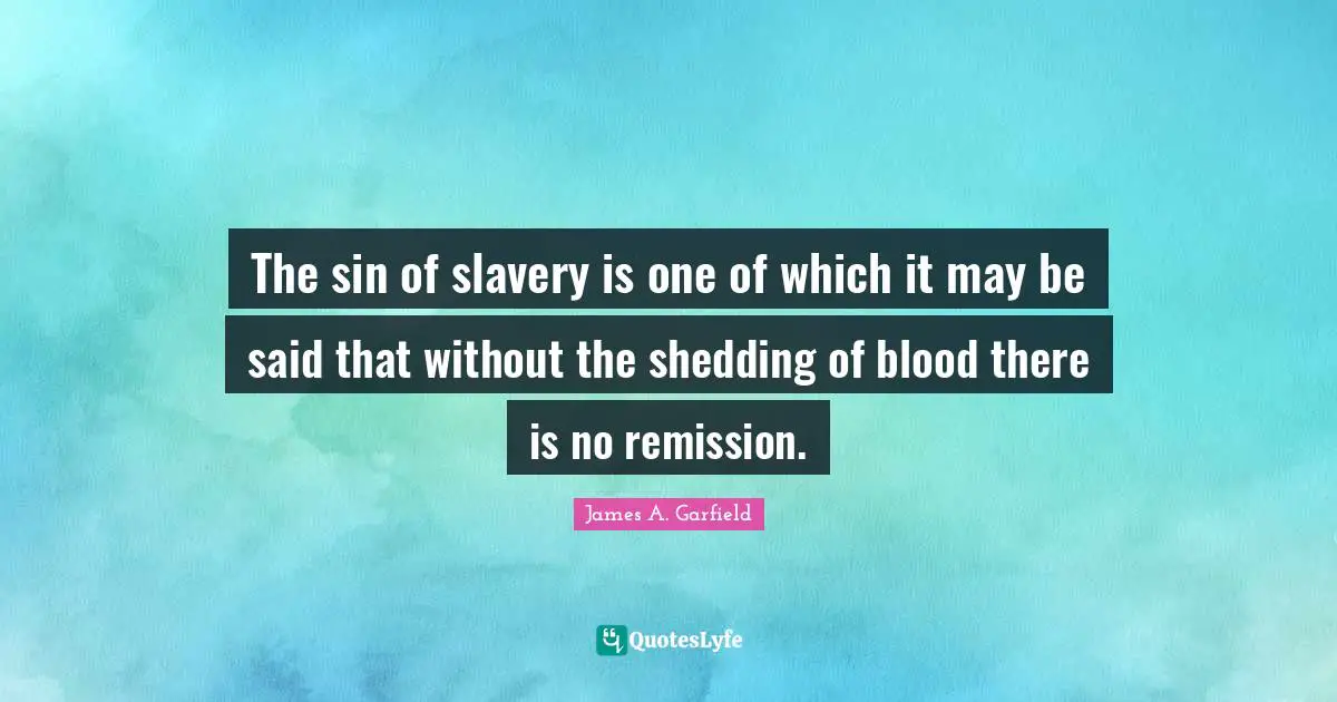 The sin of slavery is one of which it may be said that without the shedding of blood there is no remission.