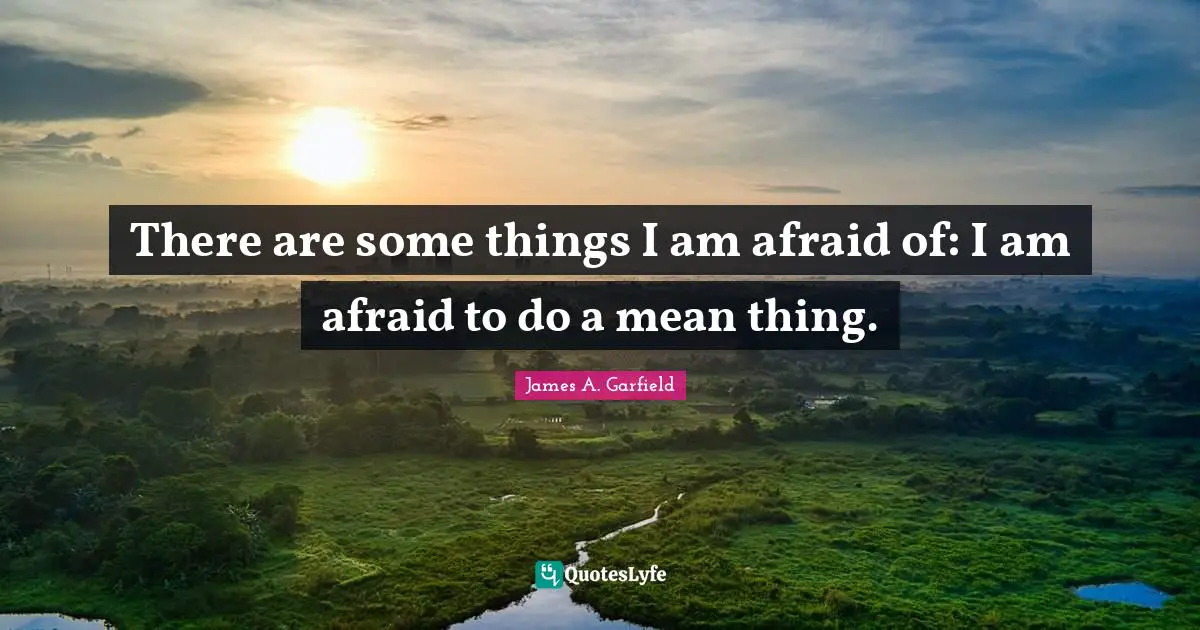 There are some things I am afraid of: I am afraid to do a mean thing.
