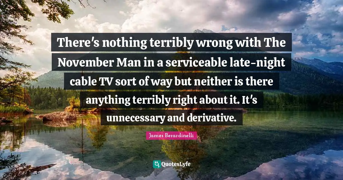 There's nothing terribly wrong with The November Man in a serviceable late-night cable TV sort of way but neither is there anything terribly right about it. It's unnecessary and derivative.