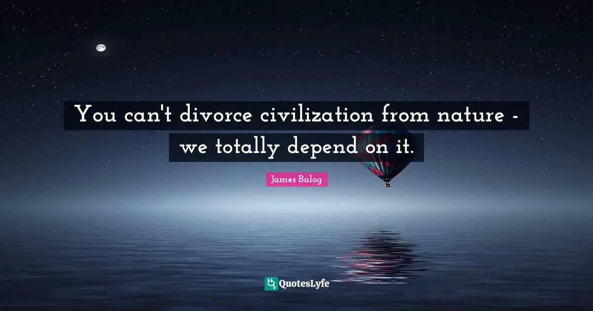 You can't divorce civilization from nature - we totally depend on it.