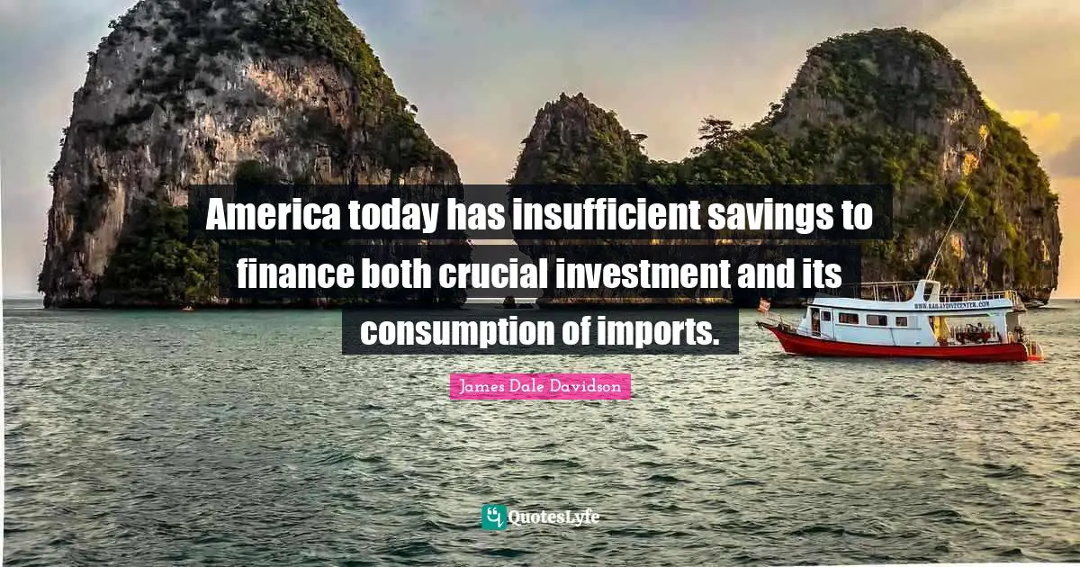 America today has insufficient savings to finance both crucial investment and its consumption of imports.