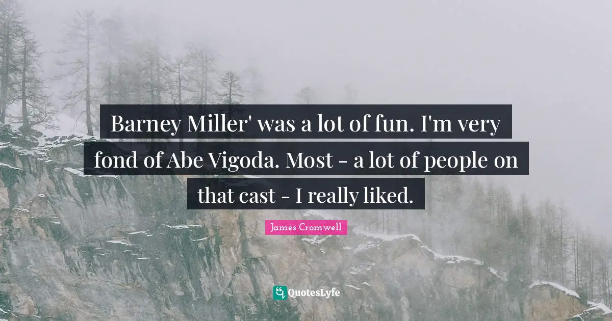 Barney Miller' was a lot of fun. I'm very fond of Abe Vigoda. Most - a lot of people on that cast - I really liked.