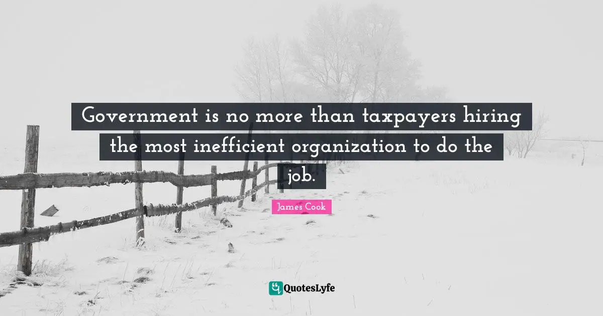 Government is no more than taxpayers hiring the most inefficient organization to do the job.