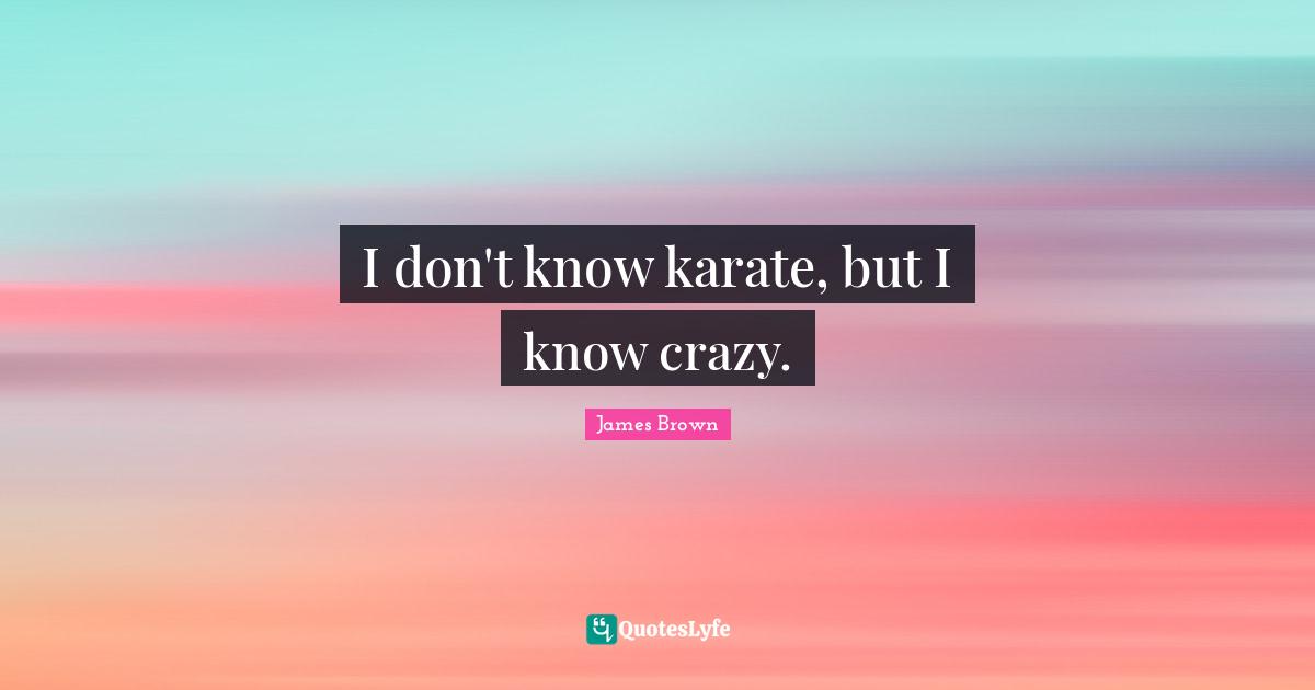 Karate Quotes: "I don't know karate, but I know crazy."