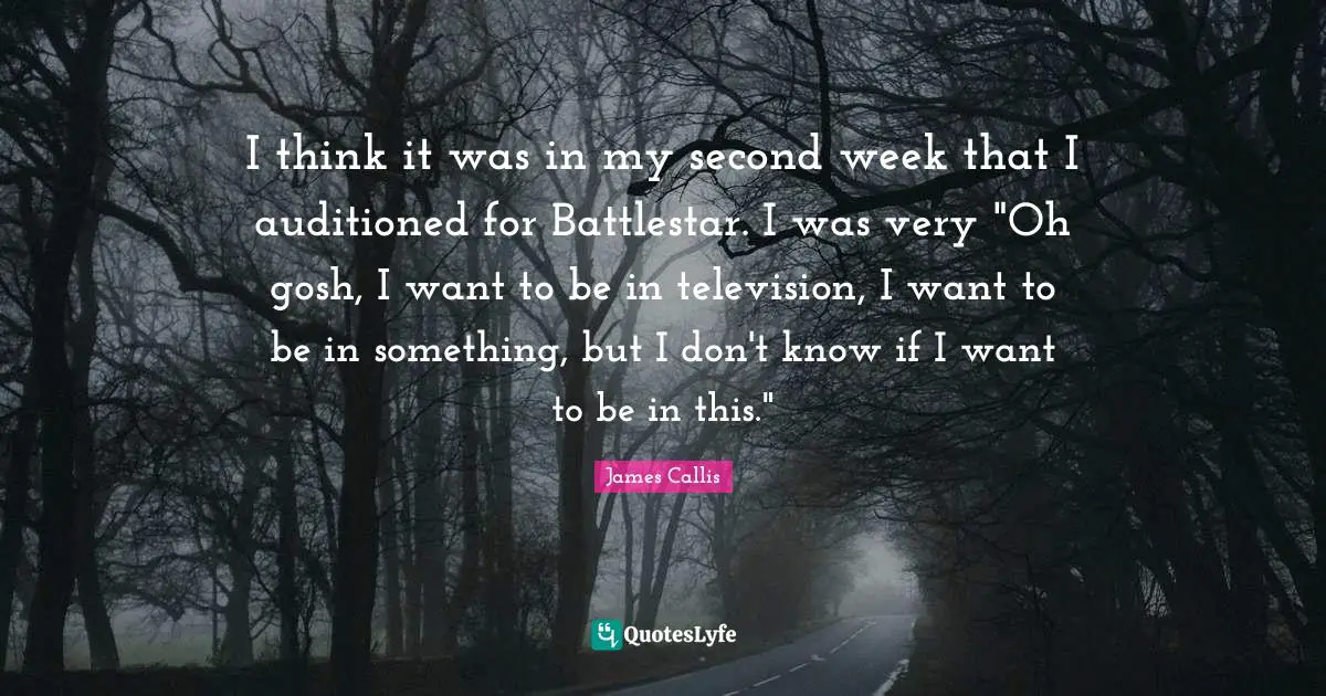 I think it was in my second week that I auditioned for Battlestar. I was very "Oh gosh, I want to be in television, I want to be in something, but I don't know if I want to be in this."