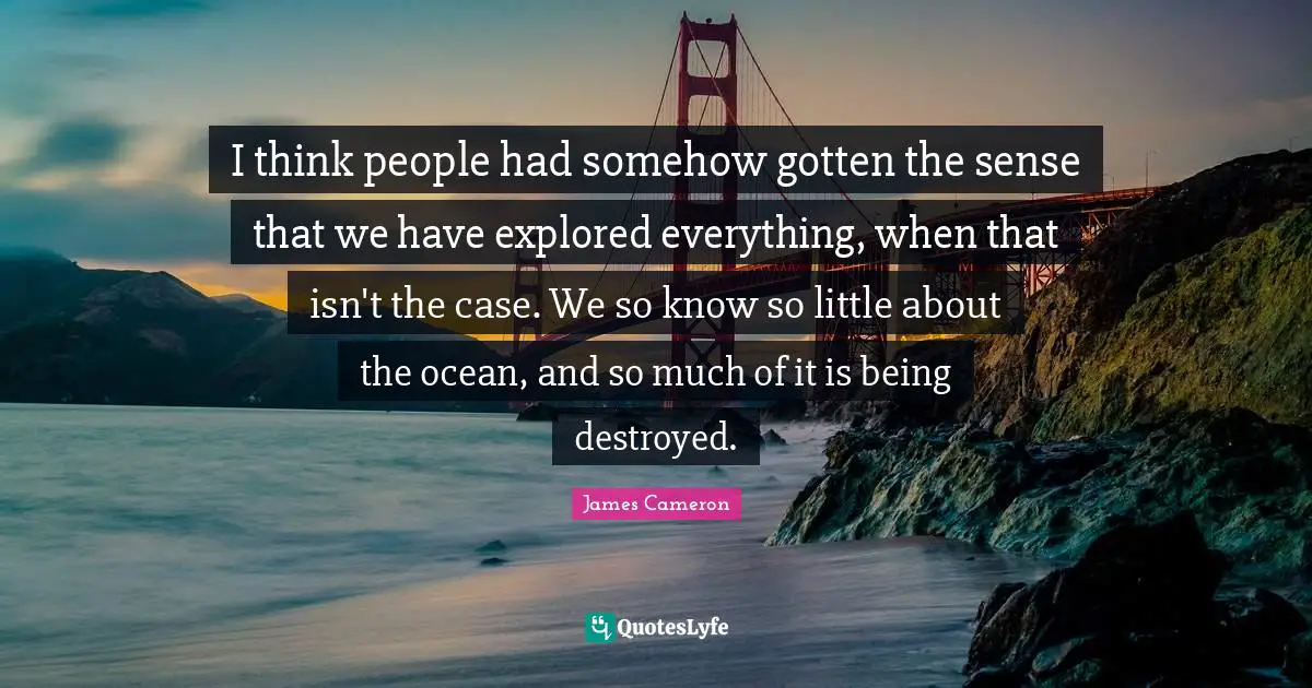 I think people had somehow gotten the sense that we have explored everything, when that isn't the case. We so know so little about the ocean, and so much of it is being destroyed.