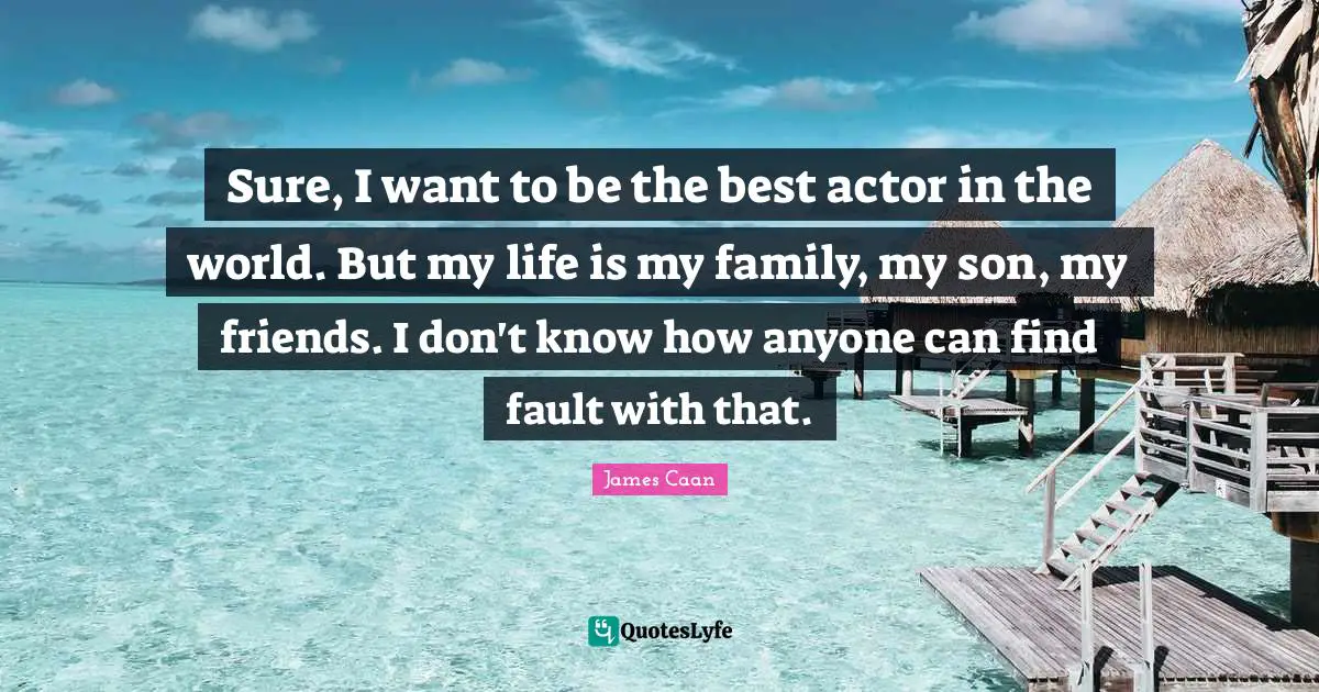 James Caan Quotes: "Sure, I want to be the best actor in the world. But my life is my family, my son, my friends. I don't know how anyone can find fault with that."