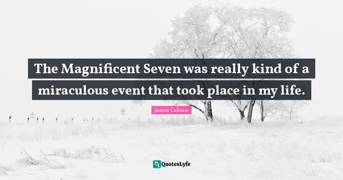 The Magnificent Seven was really kind of a miraculous event that took place in my life.