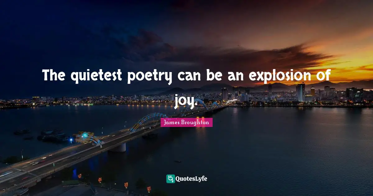 Explosions Quotes: "The quietest poetry can be an explosion of joy."