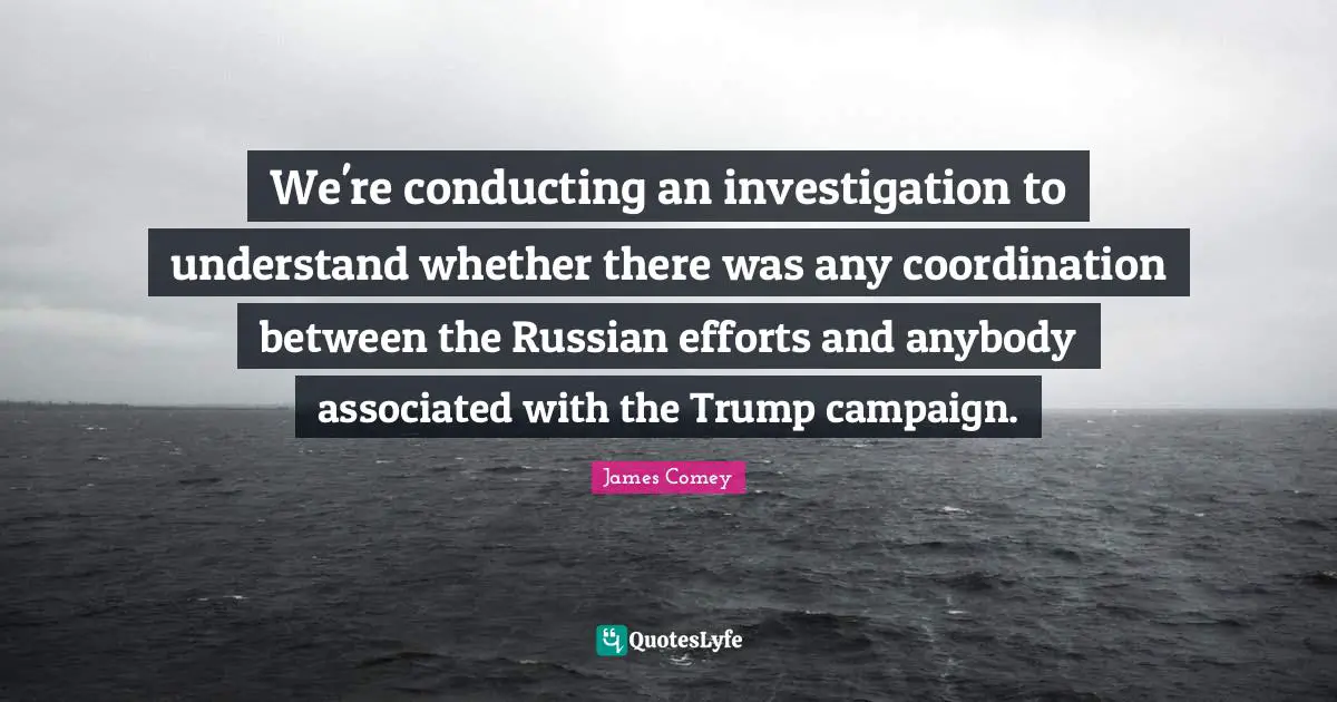 We're conducting an investigation to understand whether there was any coordination between the Russian efforts and anybody associated with the Trump campaign.