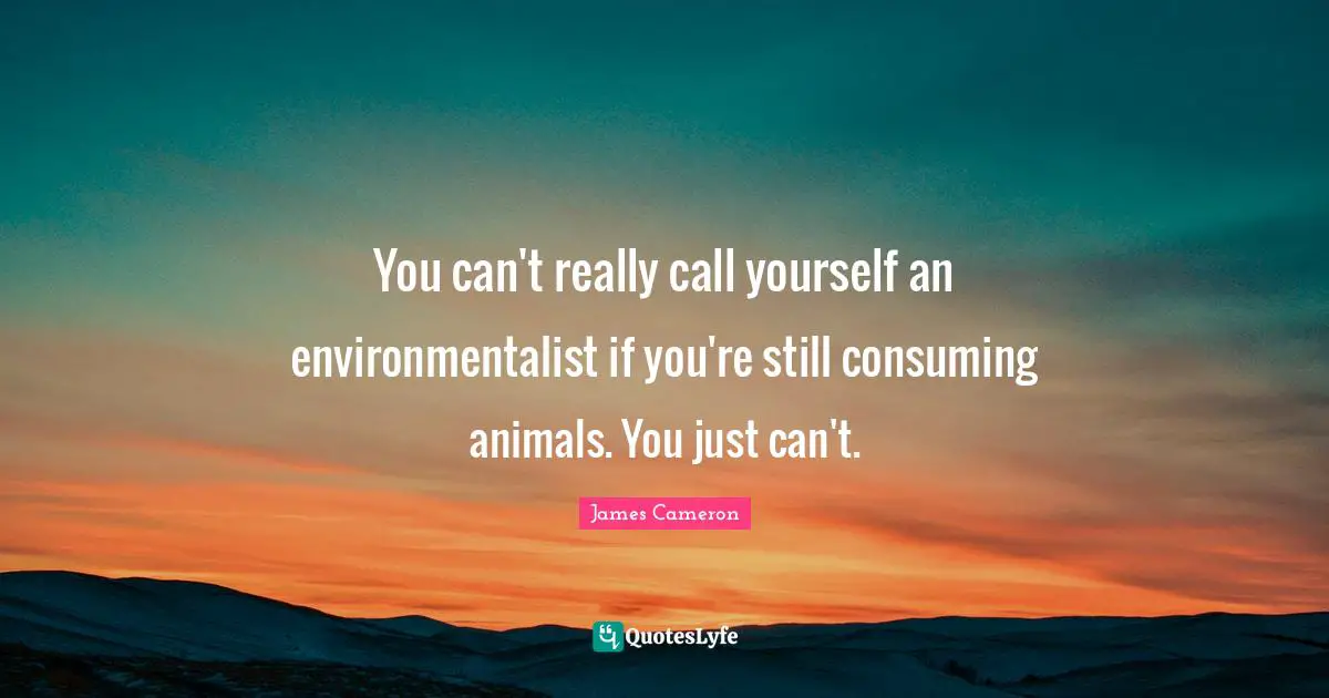 You can't really call yourself an environmentalist if you're still consuming animals. You just can't.